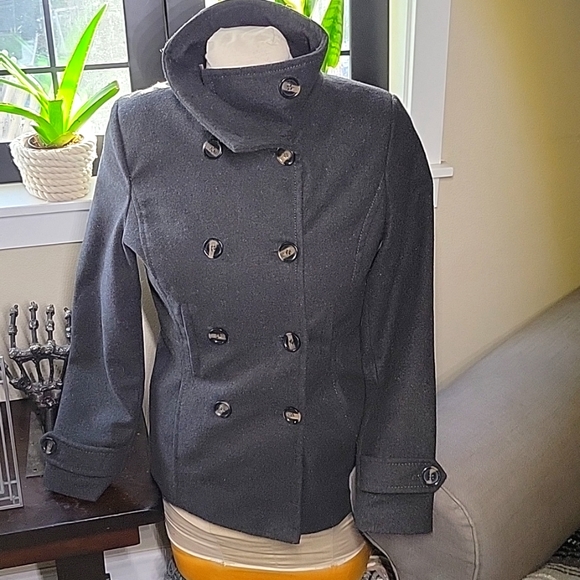 Womens Thread & Supply Double Breasted Peacoat Sizs Medium Grey - Picture 2 of 7